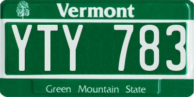 VT license plate YTY783