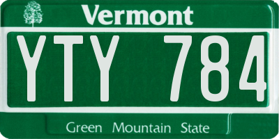 VT license plate YTY784