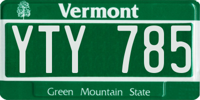 VT license plate YTY785