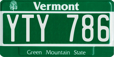VT license plate YTY786
