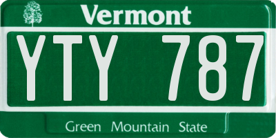 VT license plate YTY787