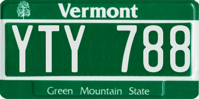 VT license plate YTY788