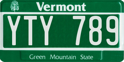 VT license plate YTY789