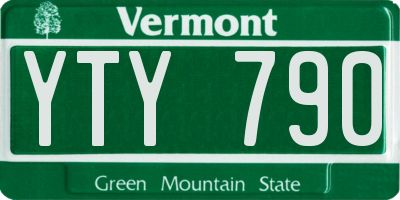 VT license plate YTY790