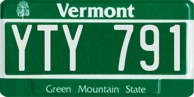 VT license plate YTY791