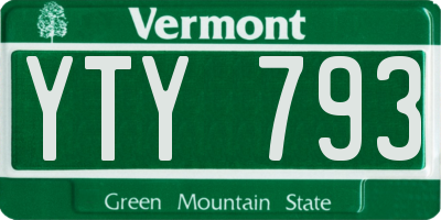 VT license plate YTY793