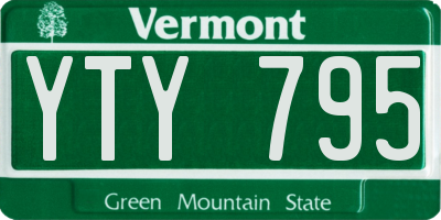 VT license plate YTY795
