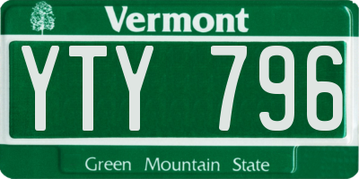VT license plate YTY796