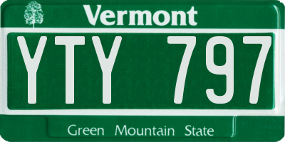 VT license plate YTY797