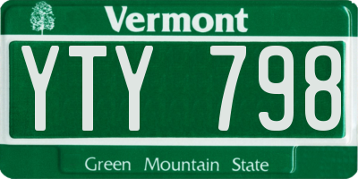 VT license plate YTY798