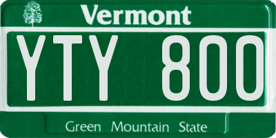 VT license plate YTY800