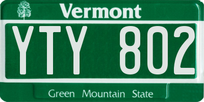 VT license plate YTY802