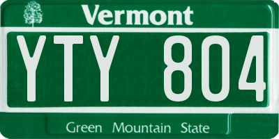 VT license plate YTY804