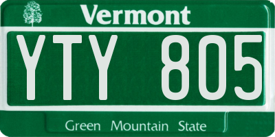 VT license plate YTY805