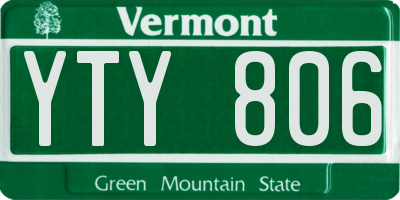 VT license plate YTY806