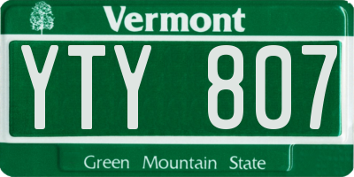 VT license plate YTY807