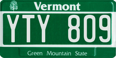 VT license plate YTY809