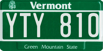 VT license plate YTY810