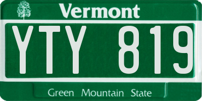 VT license plate YTY819