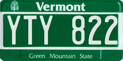 VT license plate YTY822