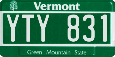 VT license plate YTY831