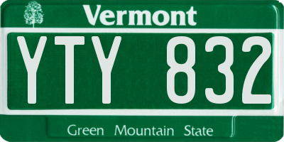 VT license plate YTY832