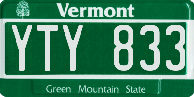 VT license plate YTY833
