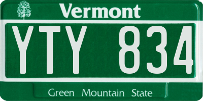 VT license plate YTY834