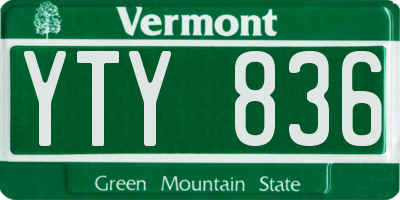 VT license plate YTY836
