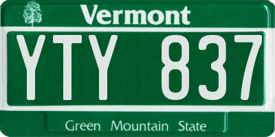 VT license plate YTY837