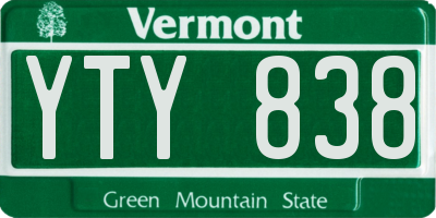 VT license plate YTY838