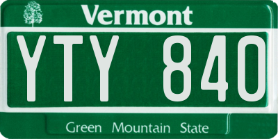 VT license plate YTY840