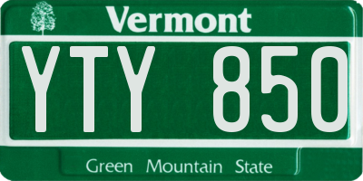 VT license plate YTY850