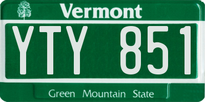 VT license plate YTY851