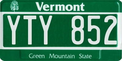 VT license plate YTY852