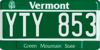 VT license plate YTY853