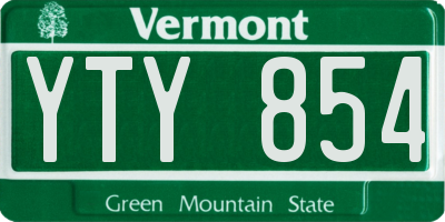 VT license plate YTY854