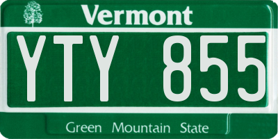 VT license plate YTY855