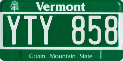 VT license plate YTY858