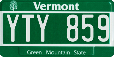 VT license plate YTY859
