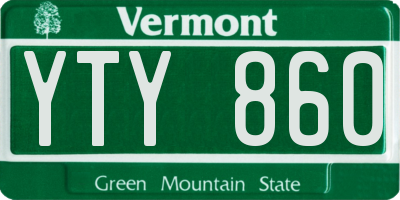 VT license plate YTY860
