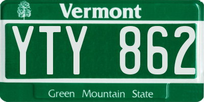 VT license plate YTY862