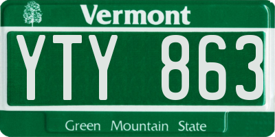 VT license plate YTY863
