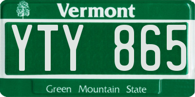 VT license plate YTY865