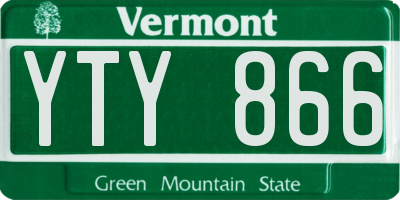 VT license plate YTY866