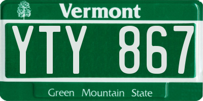 VT license plate YTY867