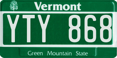 VT license plate YTY868