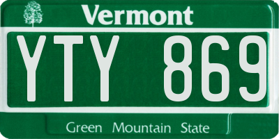 VT license plate YTY869