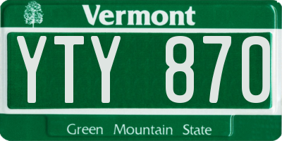 VT license plate YTY870