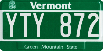 VT license plate YTY872